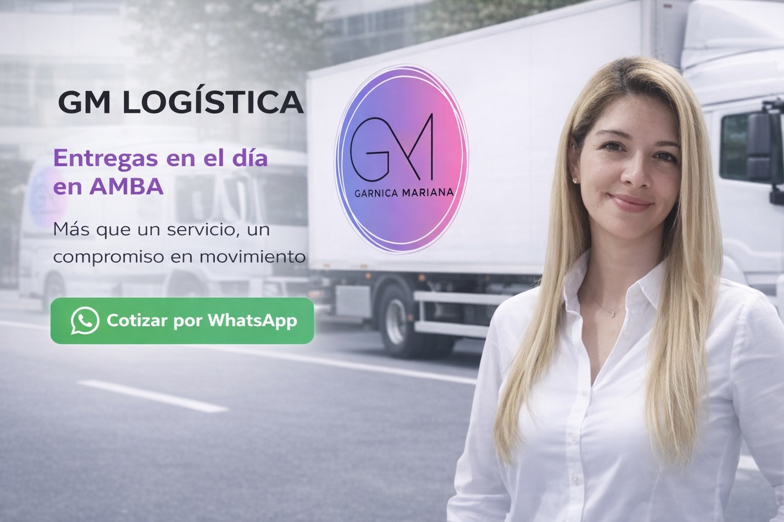 GM Logística junto al camión con la identidad de la empresa